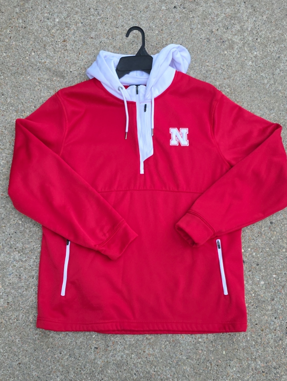 Colosseum Nebraska Cornhuskers Red & White Half Zip Hoodie Pullover Size XL